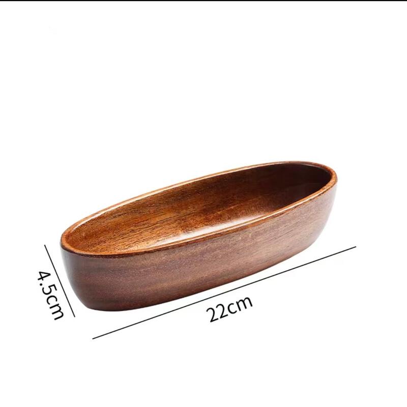 Walnut Wood Boat-Shaped Serving Dish Set