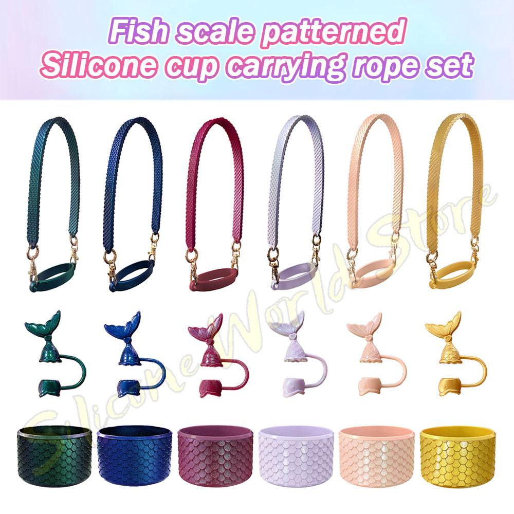 SW 3PCS Cup Accessories Set for Stanley Silicone Straw Cover Cap Cup Boot Sleeve Cups Hanging Rope Water Bottle Handle Strap