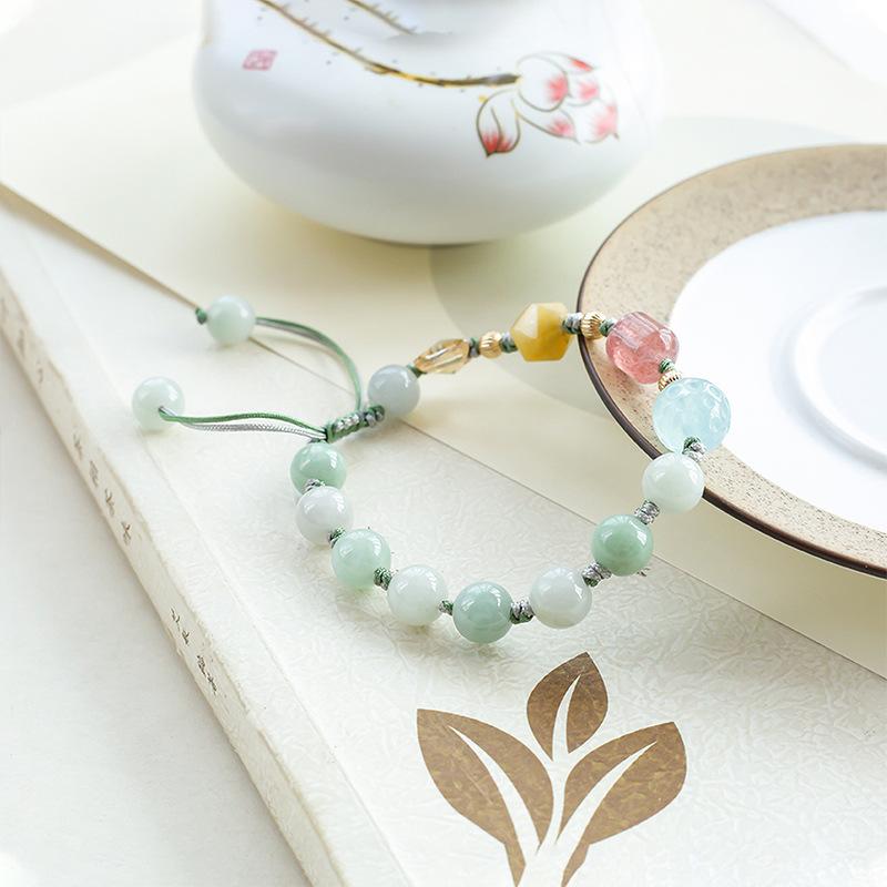 Natural Crystal Bracelet Women'S Strawberry Crystal Accessories Jasper Aquamarine Bracelet