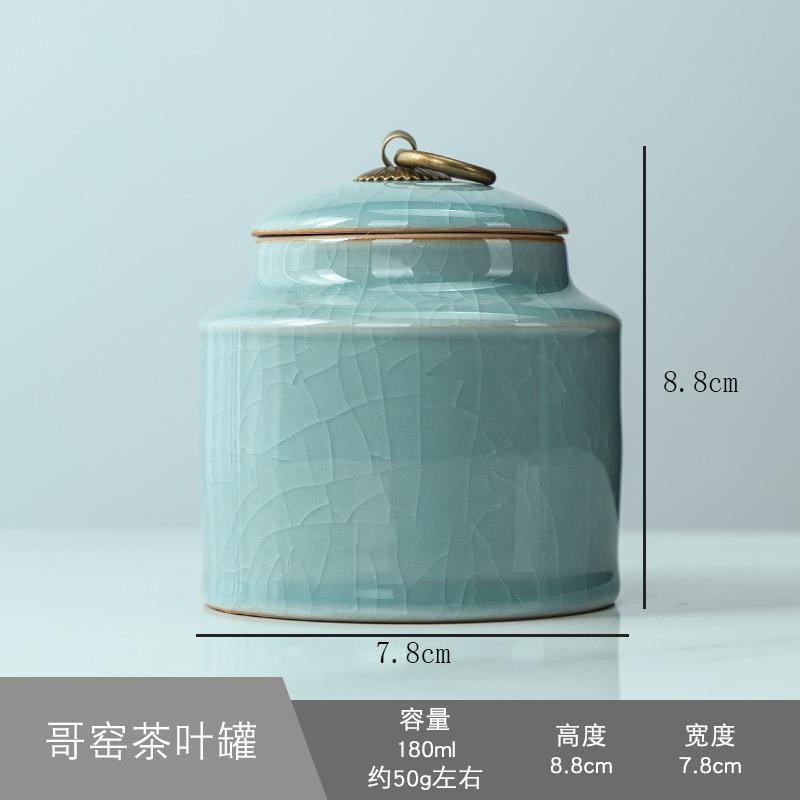 Tea Tea Bag Storage Box Geyao Tea Pot Ceramic Seal Pot Sugar Pot Moisture-proof Pot Tea Pot Living Room Coffee Table Decoration