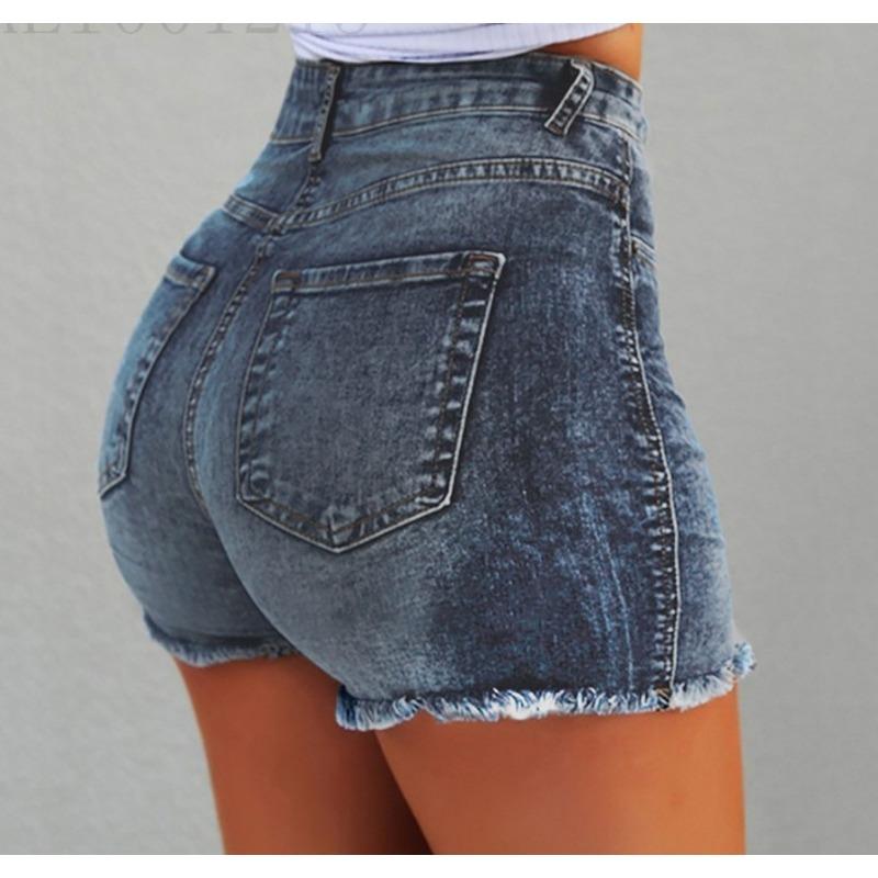 

Эластичные, Утягивающие и Тонкие Джинсовые Шорты для Женщин L темно-синий