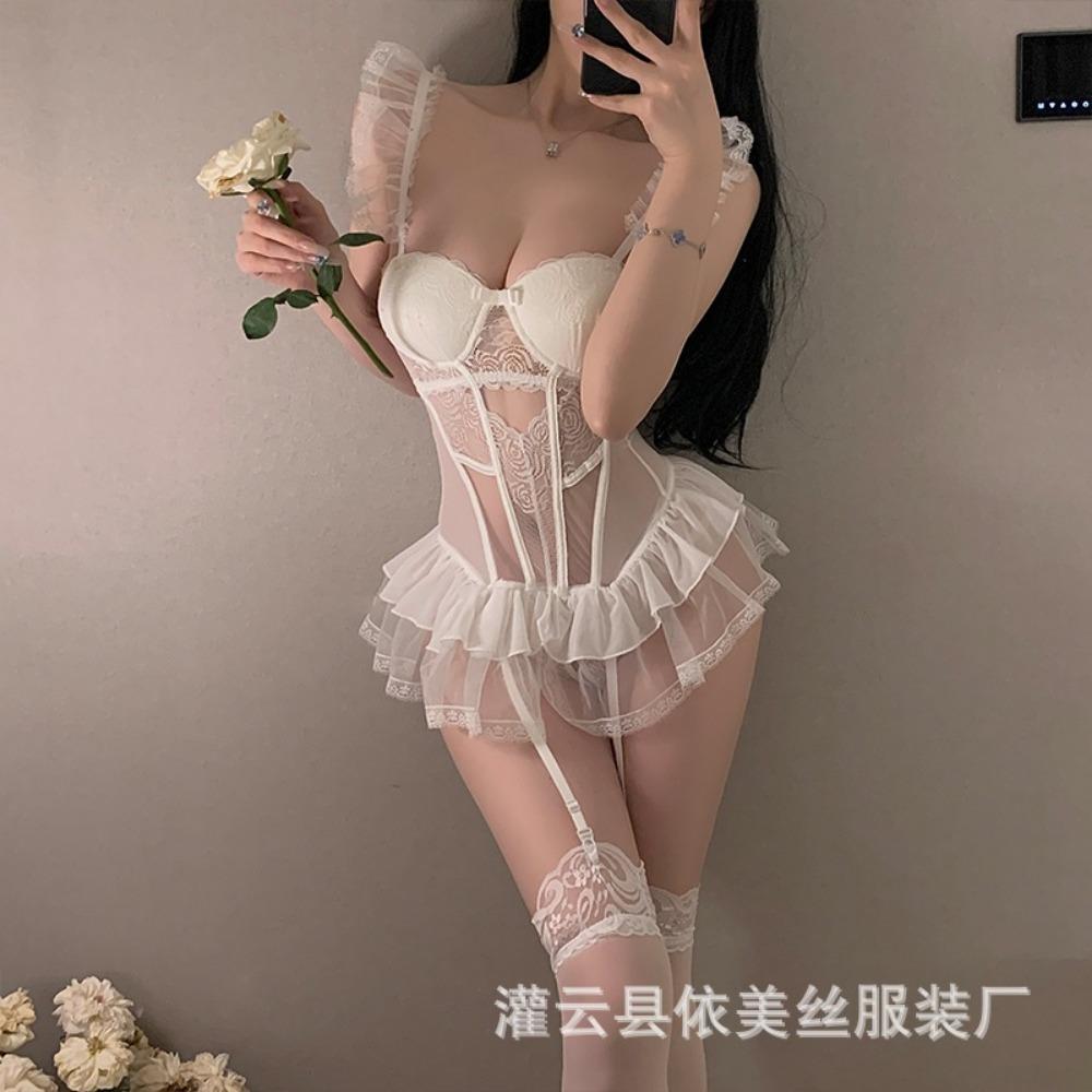 Man Wants Erotic Underwear, Sexy Mesh Chest Pad, Pajamas, Steel Ring Vest, Free-to-take Tutu Skirt, Uniform Suit 9183