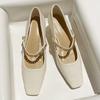 Fashion Square Toe High Heels Women Mary Jane Shoes Fashion Shallow Chain Shoes Spring Autumn Ladies Elegant Dancing Party Prom Shoes