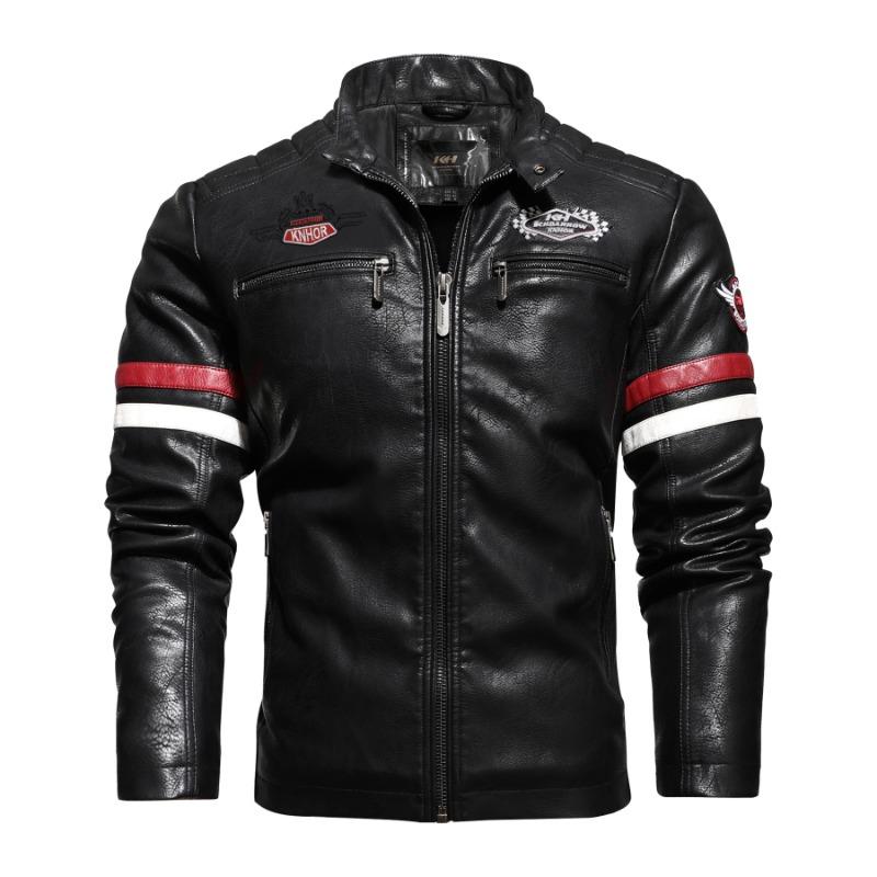 Spring Autumn New Men's Motorcycle Jacket Men's Trendy Embroidered Color-block Fashion Jacket Coat