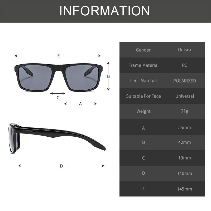 Square Men Polarized Sunglasses Outdoor Leisure Driver Riding Glasses Driver Anti-glare Goggles Fashion Classic Sunglasses UV400