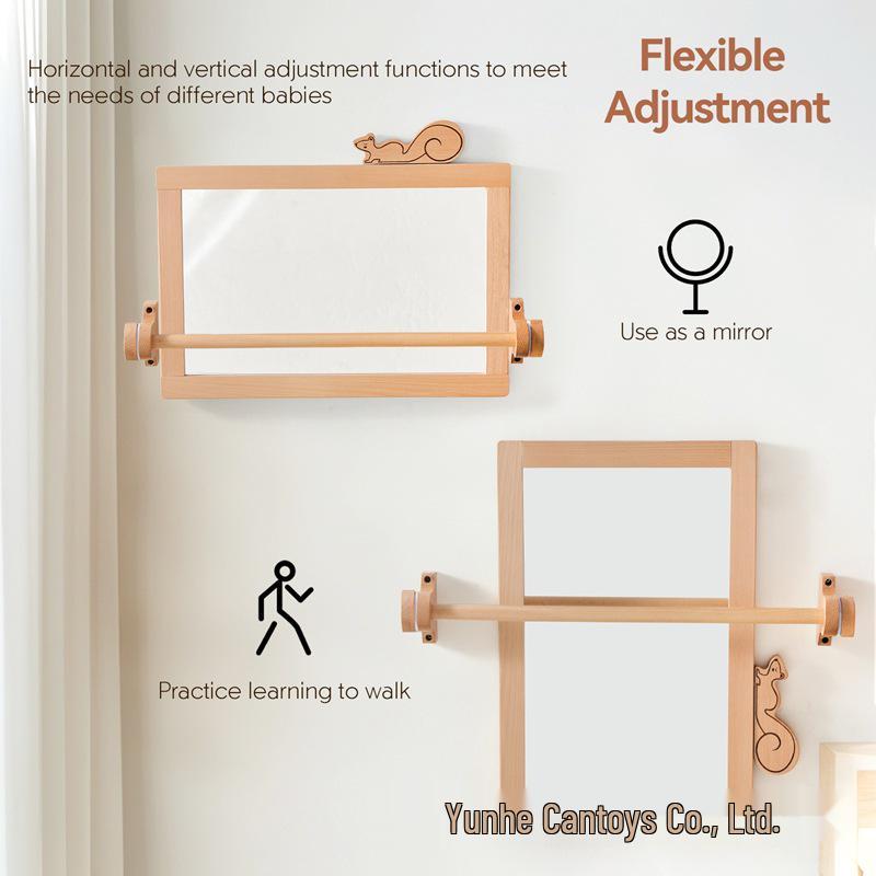 Montessori Baby Standing Training Mirror with Visual Stimulation Handrail
