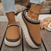 Fashion Snow Boots Women Winter 2025 New Wear Slip-on Slippers Retro Platform Khmer Slippers
