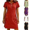 Ladies' Casual Temperament, Fashionable Zipper Short Sleeved Women's Dress