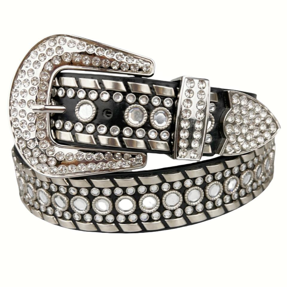 Diamond Belt Punk Style Rhinestone Belt Performance Pin Buckle Set Matching