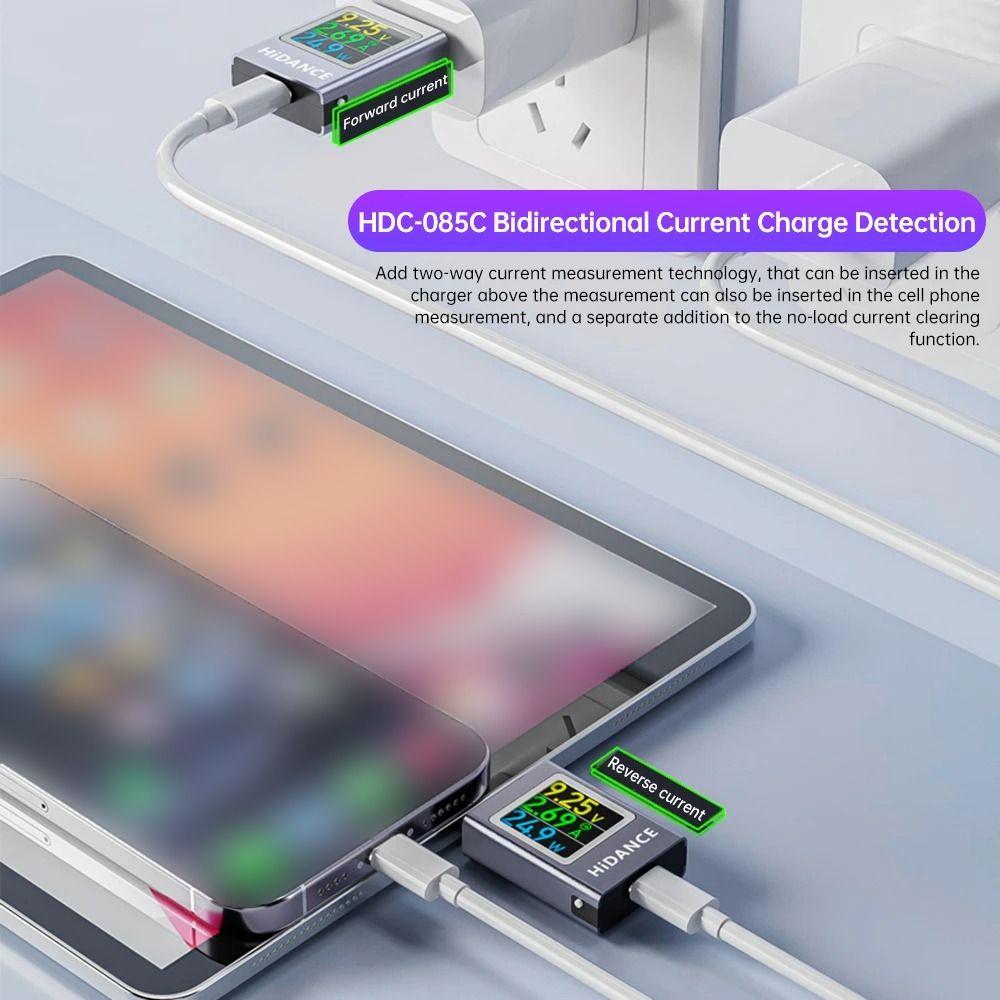 DC 4.5-50V 0-12A 600W USB Type-C Tester LED Color Display USB Amperemeter  For 3C Products