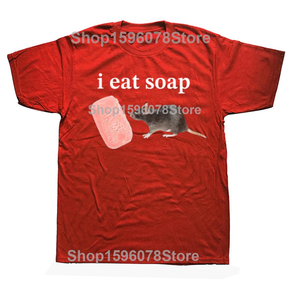 I Eat Soap Rat Funny Meme T Shirt Men's Fashion Vintage O-Neck Short Sleeve T-shirts Casual Cotton Oversized TShirts Streetwear
