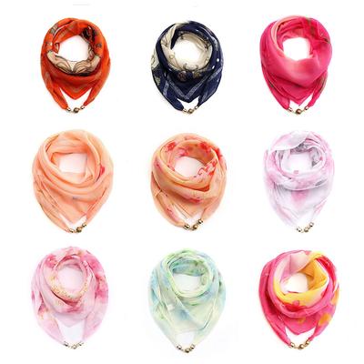 Frauen Mode magnetische Schnalle Halskette Anhänger Chiffon Seide Schal gedruckt Halskette Zubehör