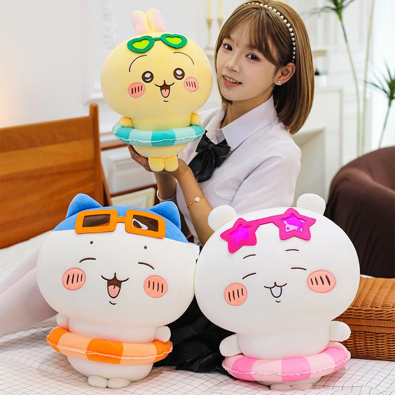 Cute Cat Plush Toy With Summer Swim Ring For Kids And Girl Gift