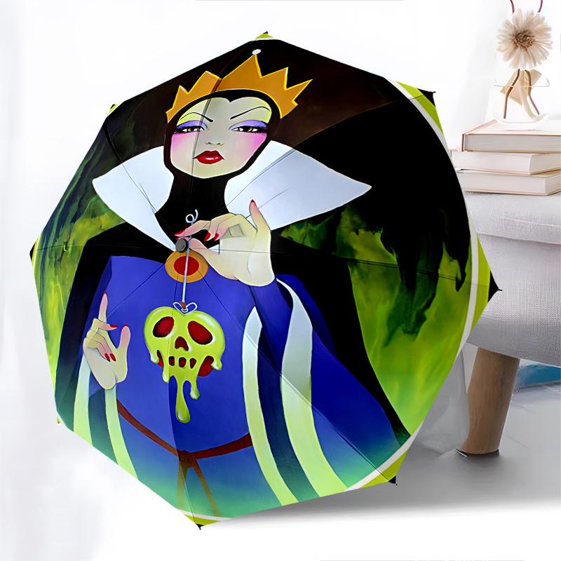 Queen, Poisoned Apple Automatic Opening and Closing Umbrella - 8 Ribs Portable Folding Umbrella with Plastic Handle, Suitable for Leisure an