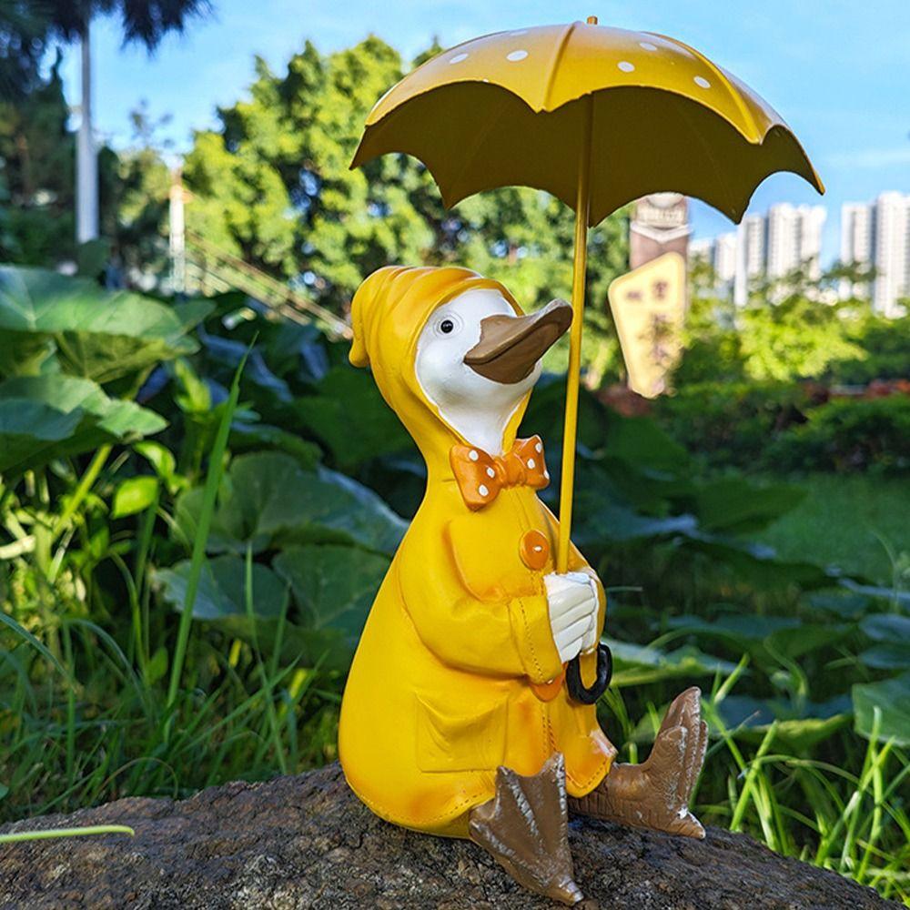 Cartoon Ducks Statue Resin Animal Sculpture Garden Decor Miniatures Figurine  Outdoor