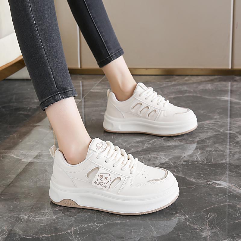 Mode CRLAYDK Klassische Damen-Sneaker Lässig Skateboarden Walking Low Top Schuhe Plateau PU-Leder Weiß Sport Laufen Tennis