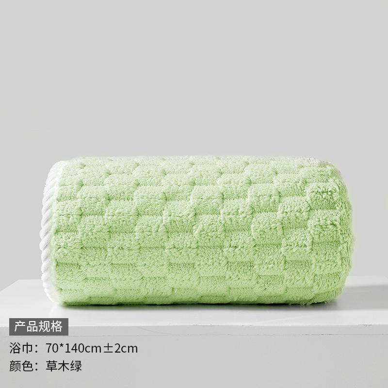 Towel Cloud Grid Coral Fleece 85 * 150 Large Size Bath Towel Household Adult Thickened Absorbent Soft Set