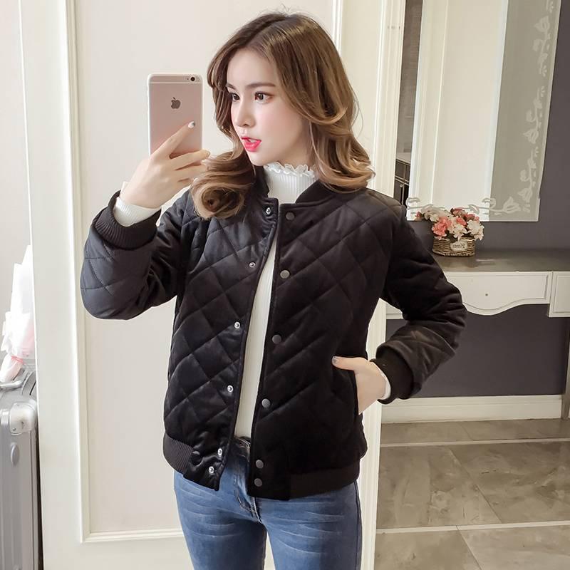 

Женское стеганое хлопковое пальто из золотого бархата - Осень/Зима 2025, Приталенный силуэт, Толстое, Теплое M under 50 kg чёрный