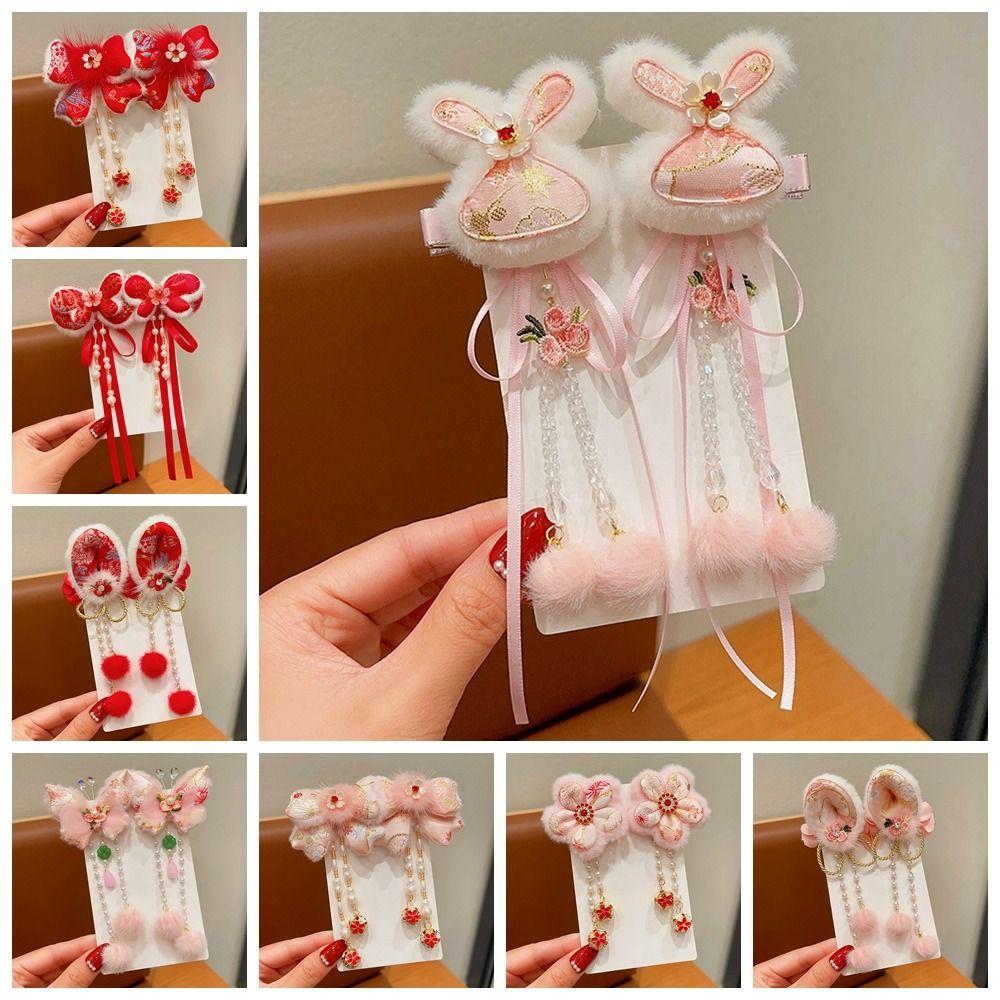 Tang Suit Chinese Style Red Barrettes Hanfu Headwear Ancient Style Hair Clip  Winter