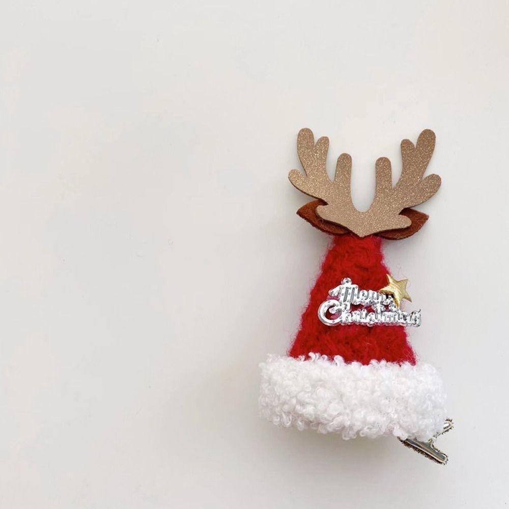 Plush Letter Headwear Elk Korean Barrettes Women Hair Clips Duckbill Clips Christmas Hairpins