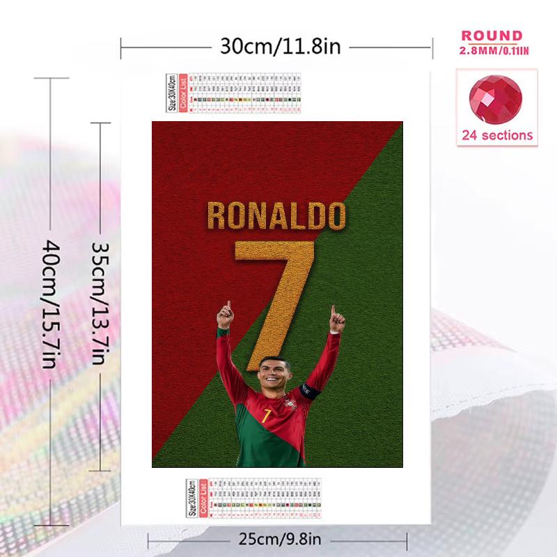 Cr7 100% Kulaté Plné Vrtáčky 5D DIY Diamantové Malování Výšivka Křížkový Steh Kamínková Dekorace