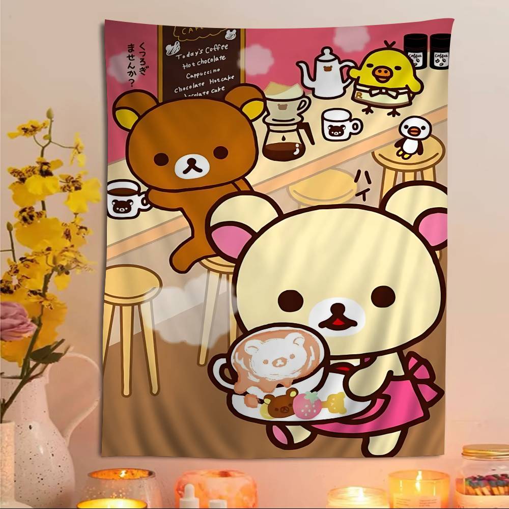 Cute Bear RRilakkumas Cartoon Tapestry Art Science Fiction Room Home Decor Art Home Decor