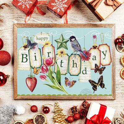 5D DIY Diamond Painting Happy Birthday Cross Stitch Kit Mosaic Diamond Embroidery Rose Full Round Square Drill Home Decoration