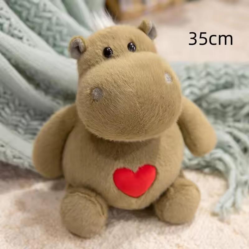 Cute Hippo Plush Toy Hippo With Love Heart Lifelike Ants Plush Doll Soft Stuffed Animal Doll Boys Girls Birthday Holiday Gift