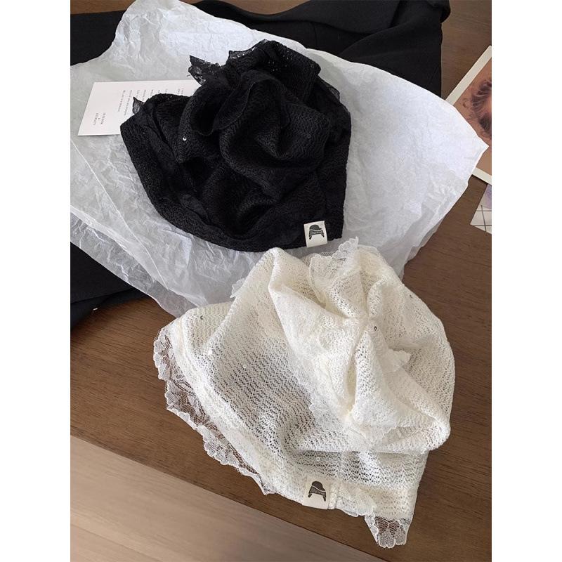 Korean Style Lace Hollow Toe Cap, Female, Spring and Summer, Cute and Versatile, White, Breathable Thin Design, Big Head Circumference, Hat
