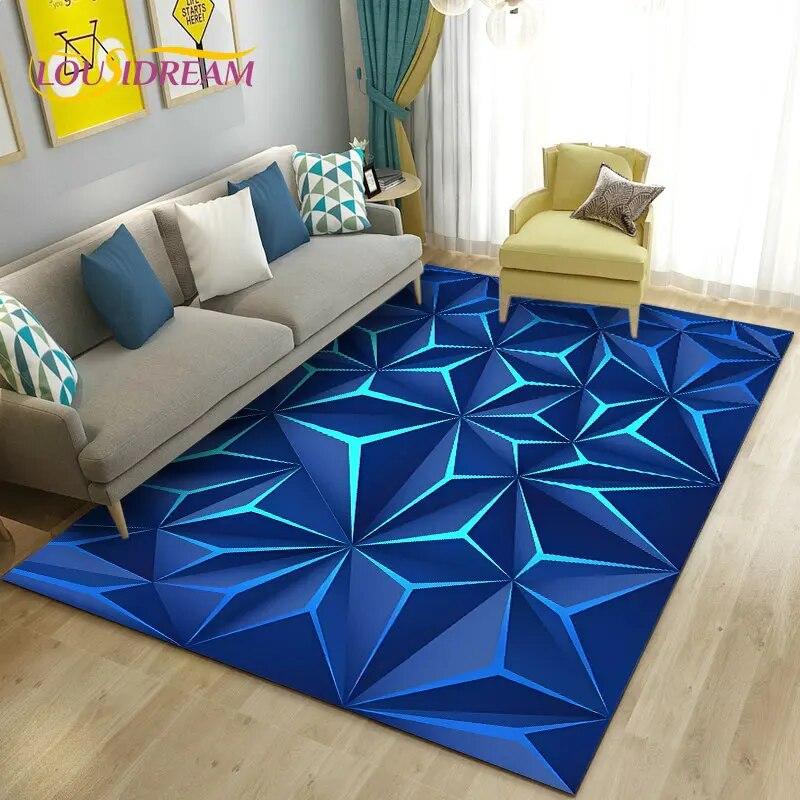 3D Abstract Geometric Optical Area Rug,Carpet Rug for Living Room Bedroom Sofa Doormat Kitchen Decoration,Kid Non-slip Floor Mat