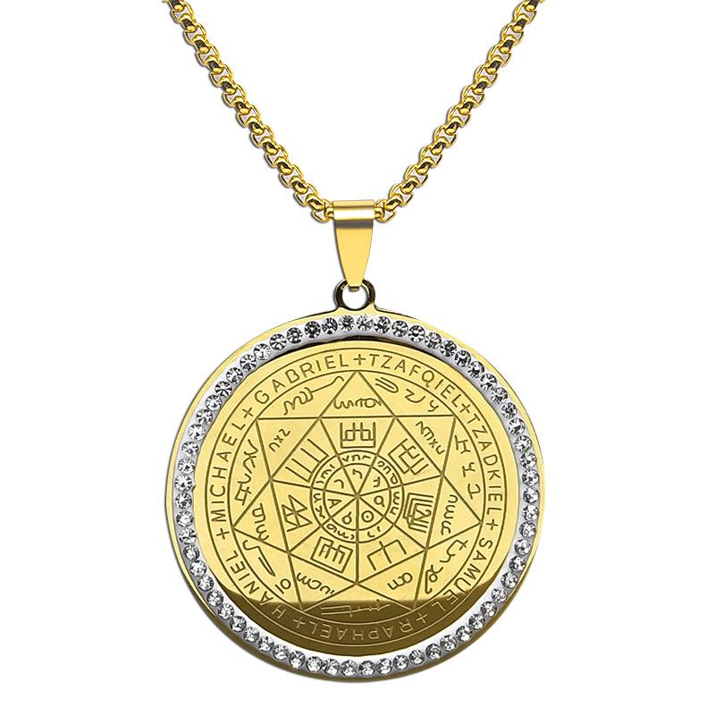 1Pc Stainless Steel Necklace Jewelry Seven Archangels Magic Array Round Brand Pendant DIY Accessories
