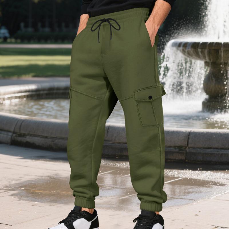 

Men s Gray Cargo Sweatpants Elastic Waist Loose Fit Joggers with Side Pockets XXXL армія зелений колір