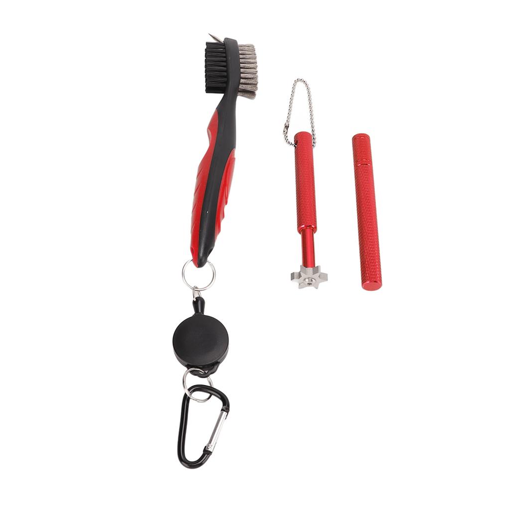 Golf Club Cleaning Kit Retractable Brush Groove Cleaner Club End Cleaner Durable Plastic Steel Golf Club Cleaner Red