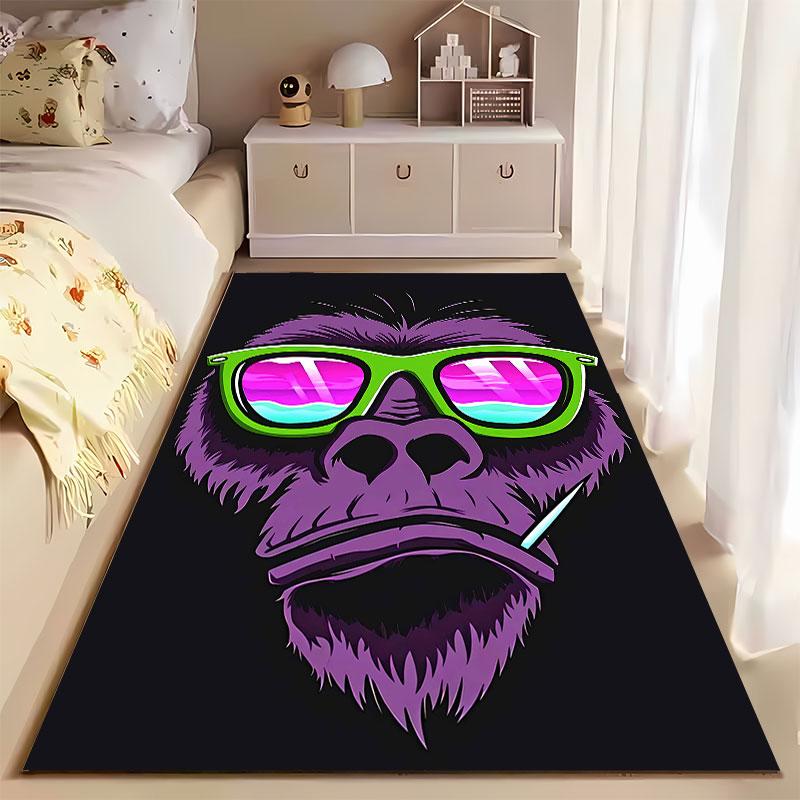 Purple Gorilla with Sunglasses suitable as a non-slip mat for the living room or bedroom sofa