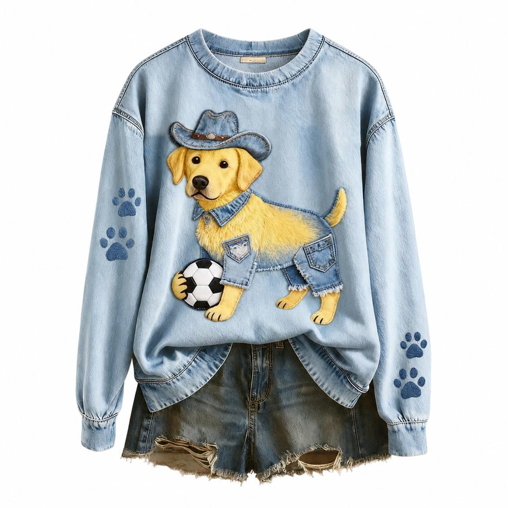 Felpa girocollo da donna con stampa animalier, vestibilità larga, pullover casual