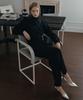 Illoje Double Tuck Wide Belted Slacks (Black)