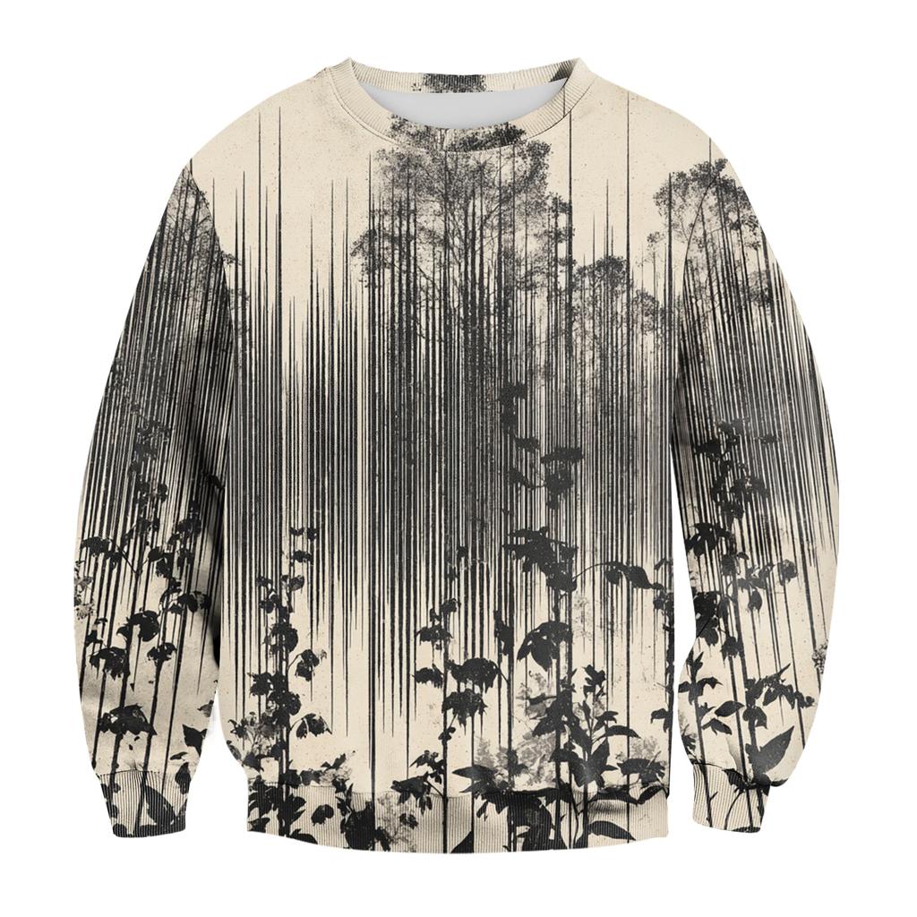 Men's Casual Fashion Printed Round Neck Pullover Sweatshirt