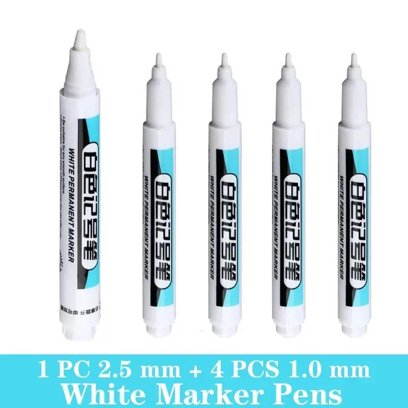 1/3/5 PCS White Paint Markers Pens Oily Waterproof Plastic Large Capacity White Marker School Supplies Stationery 0.7/1.0/2.5mm