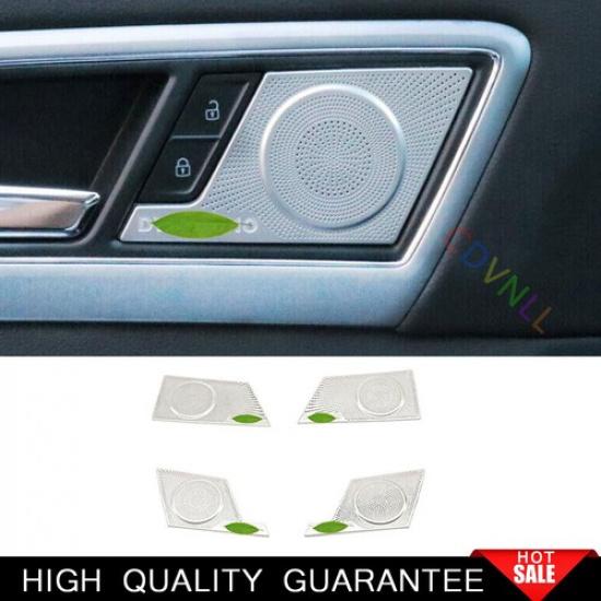 For Volkswagen Atlas 2018- Silver Steel Inner Door Speaker Cover Trim 4PCS