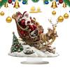 25cm Christmas Table Signs With Stand 2D Flat Acrylic Santa Claus Sled Tree Elk Ornament For Workplace Home Bedside Decor Sign