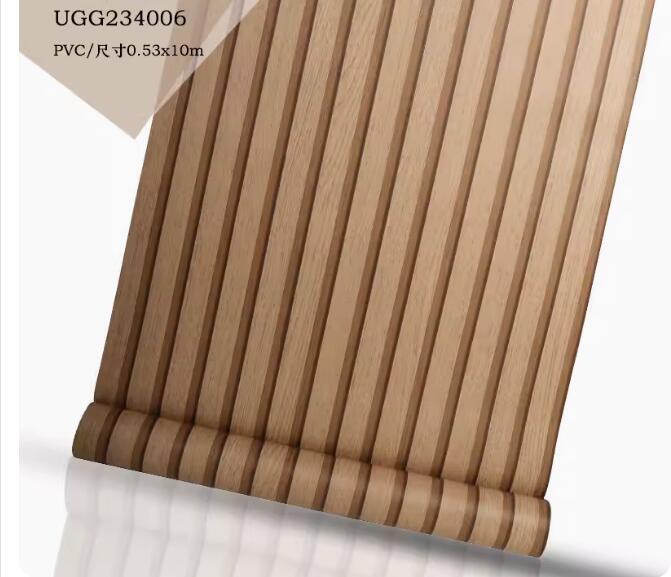 New Modern Minimalist New Chinese Style 3D Wood Grain Grille Wallpaper Bedroom Tea Room Living Room Sofa Background Wall Paper