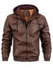 Men's PU Leather Hooded Jacket - European & American Style, Autumn/Winter Motorcycle Design