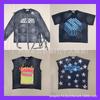 Grafik Baskılı Unisex Bol Kesim Yıpranmış Pamuklu Kısa Kollu Tişört Streetwear