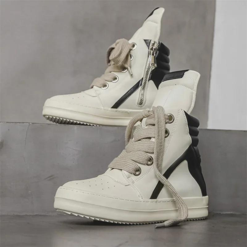 RO High-Top Retro Motorcycle Boots - Men's Versatile Autumn/Winter Casual Sports Footwear X168