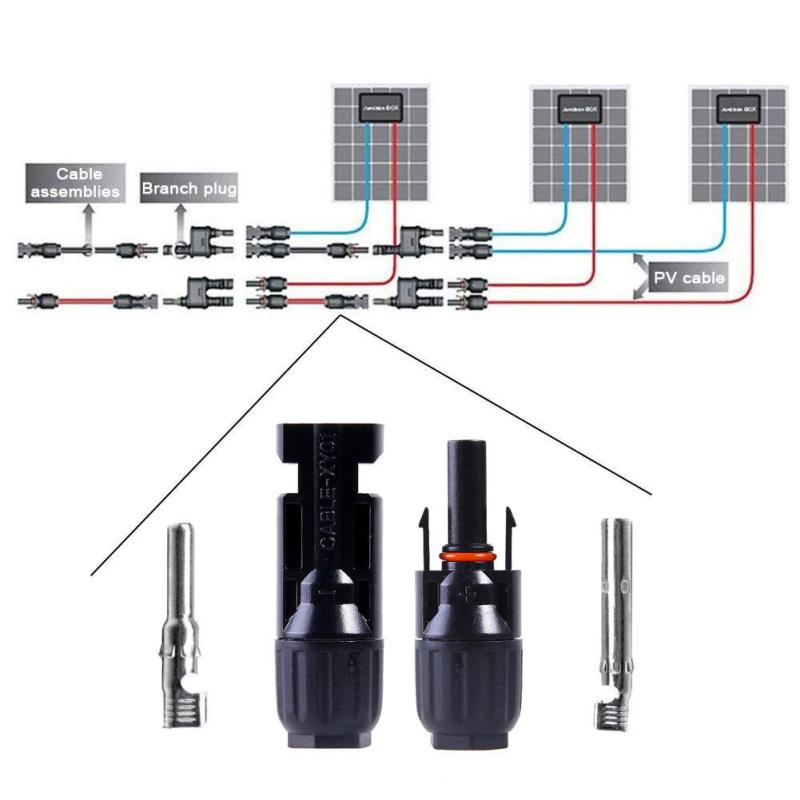 Jadeshay Connettori Solari per Pannello Solare,10 paia di Nucleo Interno Conettore per Cavi Fotovoltaici Maschio/Femmina DC1000V per Cavo da 1,5-6 mm²