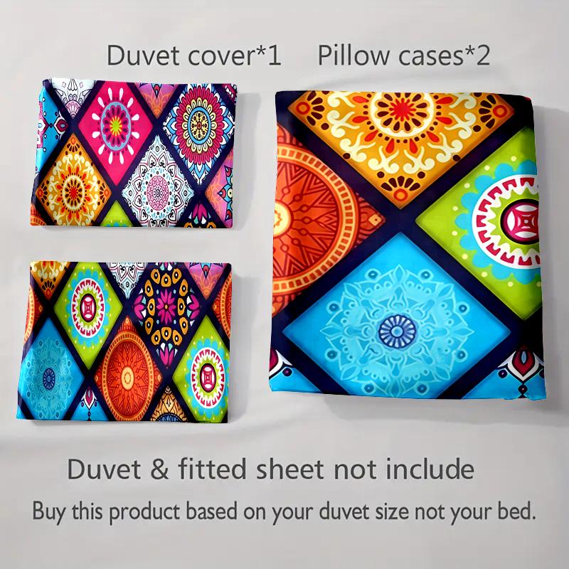 Colorful Geometric Mandalas Bedding Duvet Cover Sets Duvet Covers Pillowcases Gifts (1 * Duvet Cover 2 * Pillowcases, Without Duvet Insert)