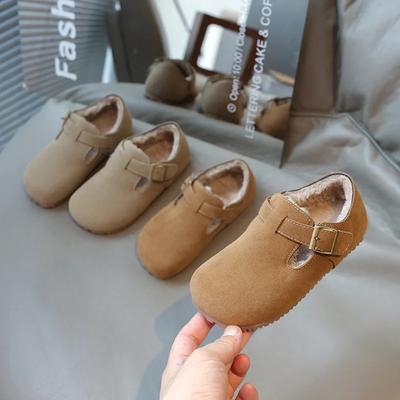 Winter Kinderschuhe Rundzehen Warm Kinder Mode Plüsch Flache Schuhe Vielseitig Lässig Mädchen Outdoor Baumwollschuhe Schlichter Trend