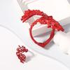 New Irregular Hip Hop Red Alloy Bracelet Ring Combination Set, Fashion Creative