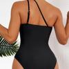 Solid Color One Shoulder Sexy High Waist One Piece Bikini Swimsuit Women Fashion Beach Vacation Elegant Wear