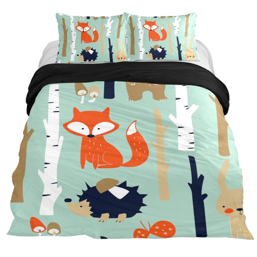 Cartoon Hedgehog King Queen Duvet Cover Rainbow Iridescent Bedding Set For Kids Girls Boys Starry Sky Animal 2/3PCS Quilt Cover
